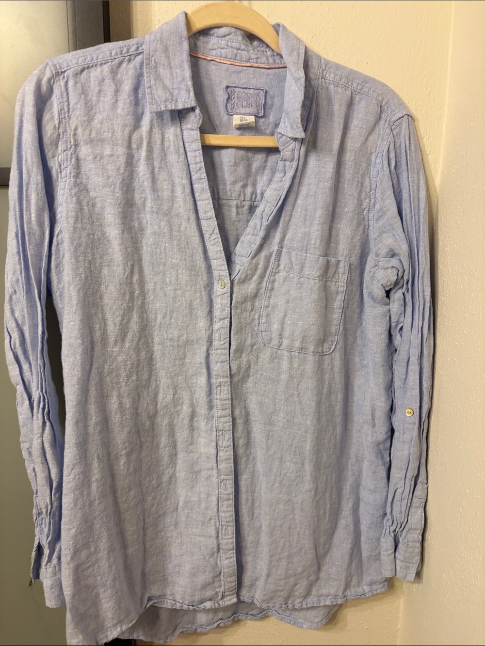 Light Blue Men's Linen-Blend Button Shirt